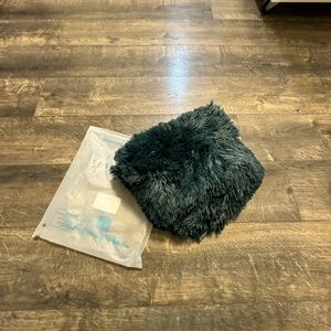 Luxury Shaggy Faux Fur Oversized 21" X 54" Body Pillow Dark Green NEW